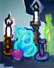 Stilllife with Candles & Bottle